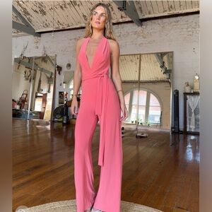 Norma Kamali Pink Jumpsuit Halter